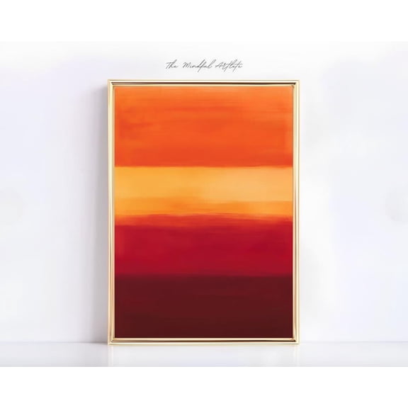 Red Gradient Abstract Orange Rothko Style Contemporary Wall Art, Unframed Paper Print Size 8x12