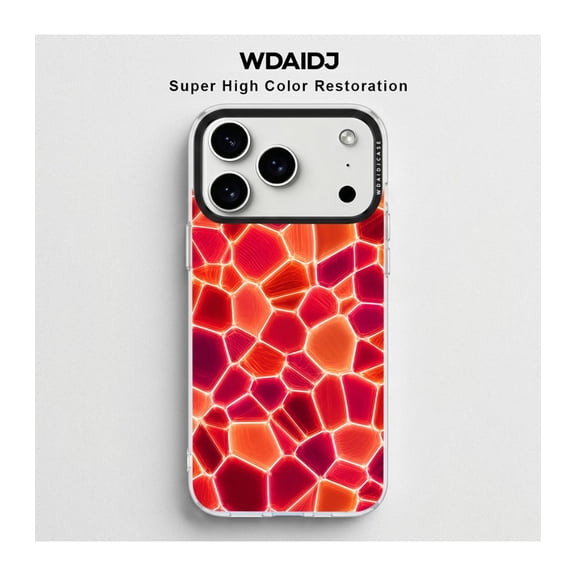Red Gradient Crack Stained Glass Clear Phone Case For Iphone 12 13 14 15 16 17 Transparent Anti Drop Anti Yellow Protective