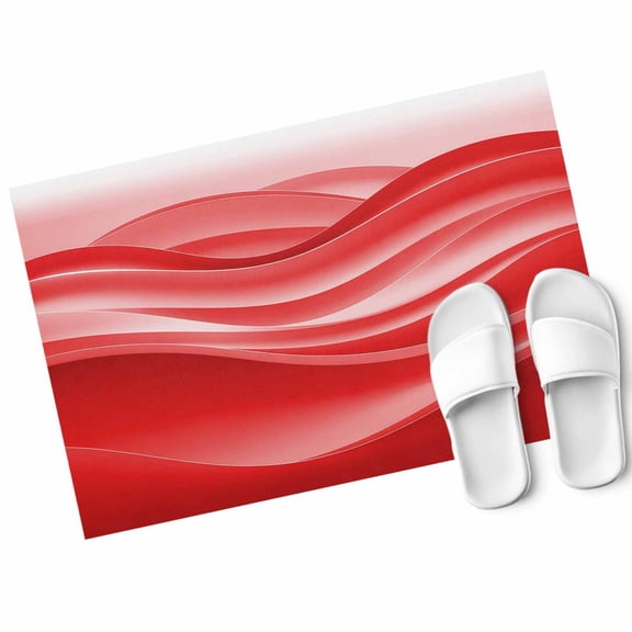 Red Gradient Door Mat Fluid Wave Art Non Slip Absorbent Entrance Mat Washable Low Profile Indoor Doormat for Front Door Entryway Entry 16"x24"