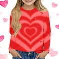 thumbnail image 1 of Red Gradient Heart Print Girls Long Sleeve Top - Sparkly Soft Stretch Crewneck, Easy Care Casual Shirt for Girls 3-13 Years,Size 9 T, 1 of 5