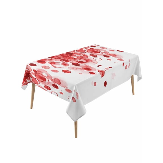 Red Gradient Rectangle Tablecloth, Abstract Polka Dots Vintage Modern Art Waterproof & StainResistant Tablecloth, Washable Oil-proof Table Cover for Dining/Party/Wedding/Camping/Buffet 54x108 In