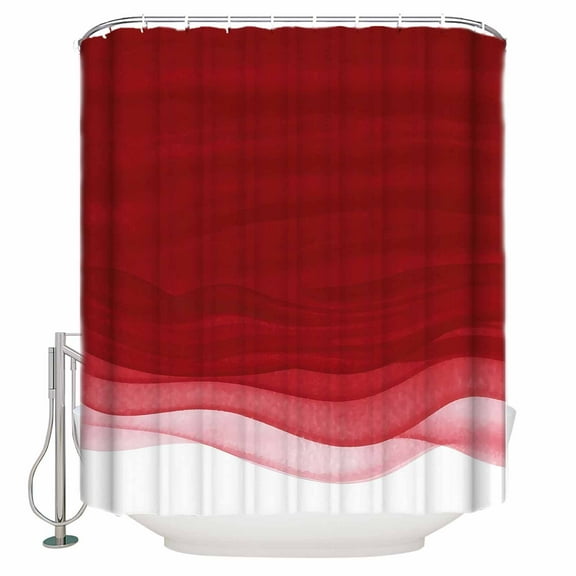 Red Gradient Shower Curtain Set ,Waterproof Fabric Shower Curtains Watercolor Abstract Red Gradient Water Ripples Shower Curtains for Bathroom,Bathroom Decor 54x"78"