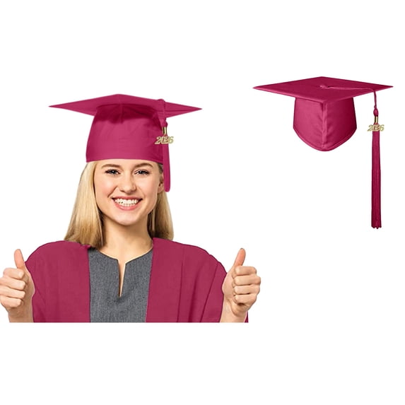 Red Graduation Caps with Tassel Year Unisex Adult Graduation Cap Class of 2026 Decorations Party Hats for Adults