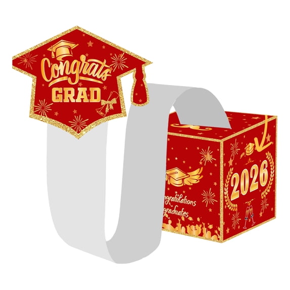Red Graduation Money Pull Box Congrats Grad Surprise Gift Box for Class of 2026 Graduation Party Decorations Graduation Money Gift Box