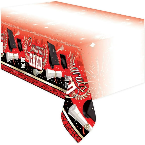 Red Graduation Tablecloth 2 Pack - Red Graduation Party Supplies