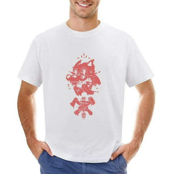 Red Graffitist Men’s Graphic T-shirt Vintage Short Sleeve Sport Tee White XL