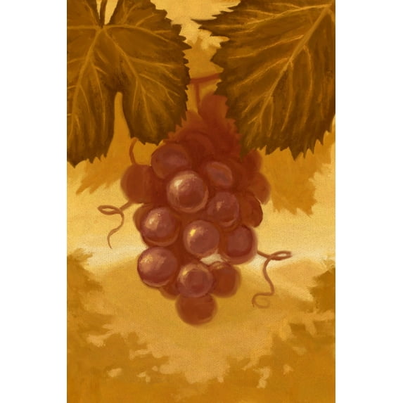 Red Grapes, Oil Painting (24x36 Giclee Gallery Art Print, Vivid Textured Wall Decor)