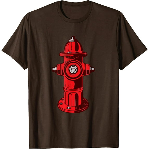 Red Graphic Fire Hydrant FireFighter Work Softstyle Unisex T-Shirt,Dark Chocolate Color,Size 2XL