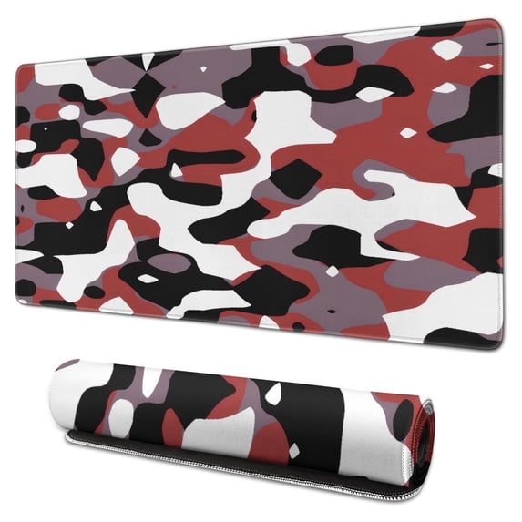 Red, Gray and Black Camouflage desk Mouse Padwaterproof,rubber+multispandexno Slip the Camouflage SeriesmousematDesk Pad for Office Home Game 31.5x15.7inches
