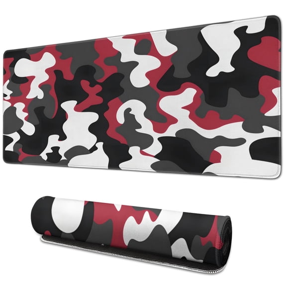 Red, Gray and Black Camouflage mouse Padswaterproofnon Slip for Office Home Work Gaminggaming Mouse PadRubber Base Mousepad with Stitched Edges 31.5x11.8inches