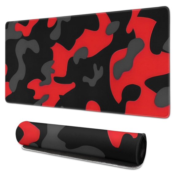 Red, Gray and Black Camouflage pad Mousewaterproof,rubber+multispandexno Slip the Camouflage SeriesmousepadsDesk Pad for Office Home Game 31.5x15.7inches