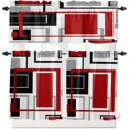 thumbnail image 1 of Red Gray Black Geometric Kitchen Curtains Set Valance Tier Curtains Set, Modern Abstract Art Aesthetics Farmhouse 3 Piece Set Rod Pocket Kitchen Window Short/Half/Small Curtain 27.5x24''''x2 Panels, 1 of 5