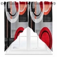 thumbnail image 1 of Red Gray Black Swag Valances for Windows 2 Pack Abstract Round Modern Art Swag Kitchen Curtains 36 Inches Long Rod Pocket Short Window Treatment for Kitchen Bathroom 36"x36", 1 of 8