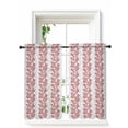 thumbnail image 1 of Red Gray Botanical Curtains 45 Inch Length,Sheer Curtains for Bedroom Living Room Window Pastoral Spring Summer Leaf Aesthetics Rod Pocket Drapes Kitchen Curtains Small Half Window 42"x45" 2 Panels, 1 of 6