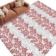 thumbnail image 1 of Red Gray Botanical Large Area Rugs for Bedroom Living Room, Soft Non Slip Carpet Bedside Rug, Pastoral Spring Summer Leaf Aesthetics Rectangular Floor Cover Kitchen Accent Rug 5'x7' for Office, 1 of 9