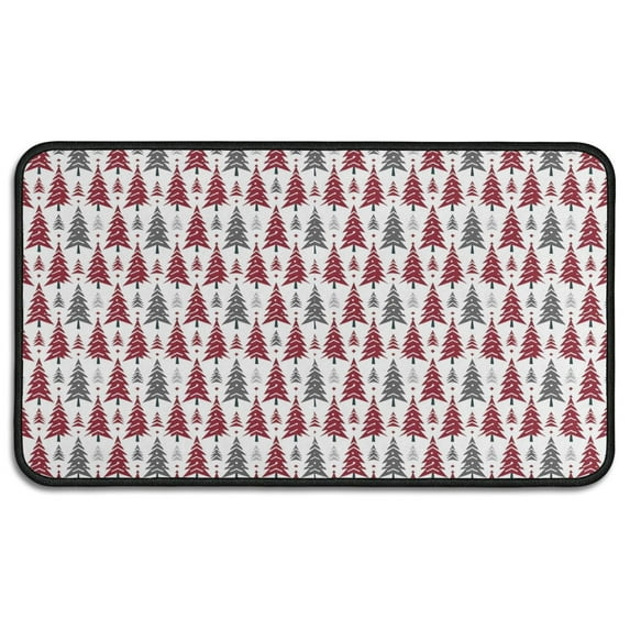 Red and Gray Christmas Tree Pattern Door Rugs,Washable Non Slip Door Mats Indoor,Decorative Door Mats,Entry Mat Indoor for Entrance,Bedroom,Kitchen,Bathroom,30"x17"
