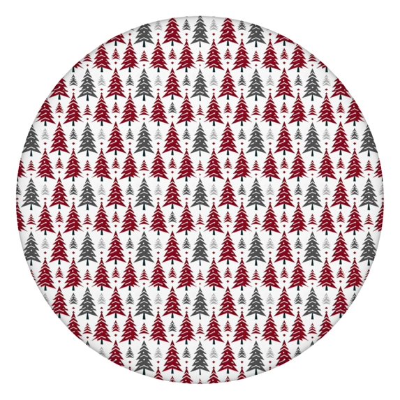 Red and Gray Christmas Tree Pattern Round Fitted Tablecloth with Elastic Edge,Dining Table Cover Waterproof,Outdoor Round Tablecloth for Camping,Dining,Indoor and Outdoor