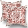 thumbnail image 1 of Red Gray Ethnic Boho Throw Pillow Covers 20X20 Inch Set of 2 Bohemian Carpet Pattern Vintage Pillow Cases Grey Floral Pillow Cover Farmhouse Home Decor for Sofa Couch Porch Outdoor, 1 of 6