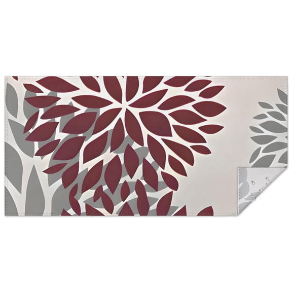 Red and Gray Floral Pattern Rectangle Tablecloth 60"x120",Waterproof Polyester Rectangle Table Cloth, Wipeable Spillproof Polyester Tablecloth for Dining, Camping, Indoor and Outdoor