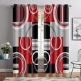 thumbnail image 1 of Red Gray Geometric Blackout Curtains for Bedroom, White Gray Modern Abstract Plaid Circle Room Darkening Curtain Thermal Insulated Window Drapes for Living Room 26"W x 45"L (Pack of 2), 1 of 6