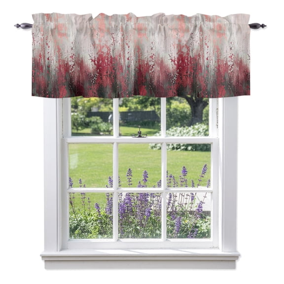 Red Gray Gradient Valances for Windows, Modern Abstract Industrial Wall Texture Rod Pocket Valance Short Window Treatments Curtains for Kitchen Bathroom Bedroom Decor, 54 x 18 Inches