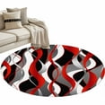 thumbnail image 1 of Red Gray Stripes Round Area&nbsp;Rug 3.3ft Abstract Art Modern Non-Slip&nbsp;Washable Circle Rugs Soft Felt Indoor Floor Mat for Bedroom Kitchen Living Room Bathroom, 1 of 9