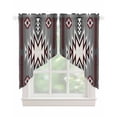 thumbnail image 1 of Red Gray Swag Valances for Windows, Southwest Retro Ethnic AztecTexture Bohemian Rod Pocket Sheer Valances for Small Windows, Swag Toppers Light Filtering for Kitchen Living Room 2 Panels 36''x36'', 1 of 6