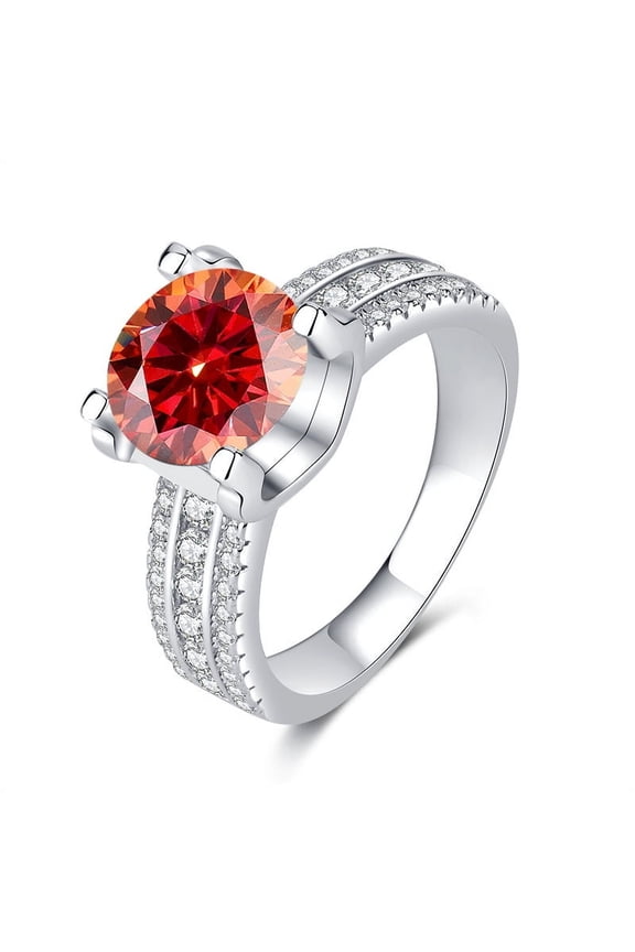 Red Green 2 Carat Moissanite Rings for Women D-Color Clarity Moissanite Wedding Rings Set for Bridal Simulated Diamond Promise Ring Fiancee Lab Grown Diamond Travel Rings for Lady