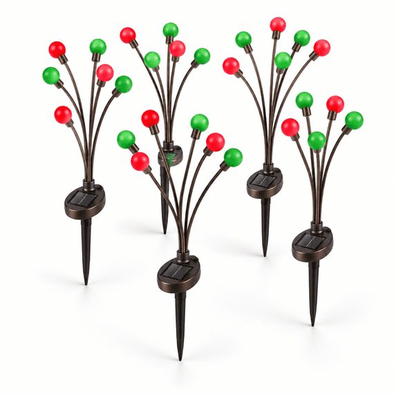 Firefly Ads Red & Green 6 Pack Solar Swaying Firefly Garden Lights For Outdoor ...