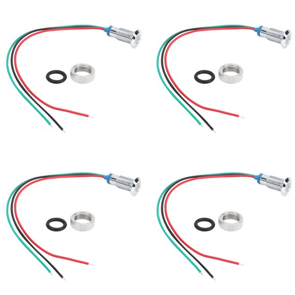 Red & Green, 8mm, 36V, Round Metal, Pre-Wired Set 2-Color Waterproof LED Lights Sarapandan