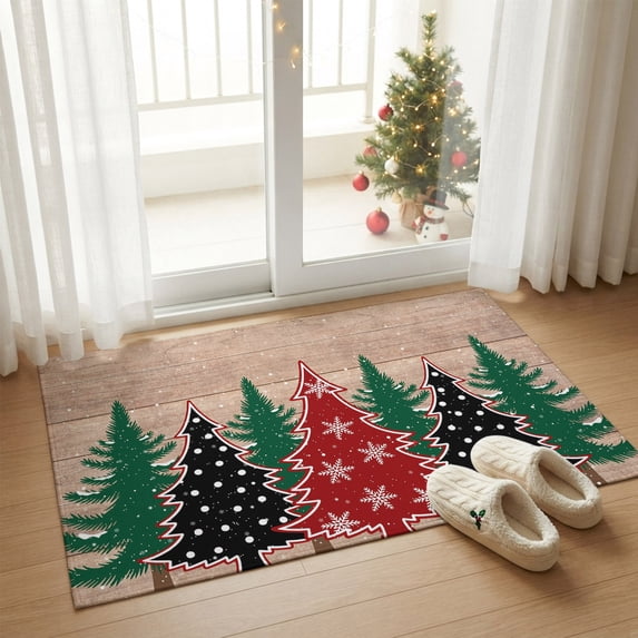 Red Green Black Christmas Trees Rectangle Area Rug 2x3ft,Living Room ...