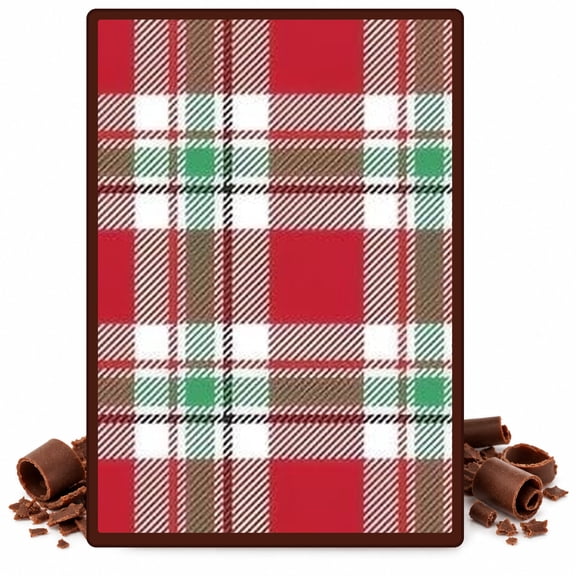 Red Green Brown White Plaid Pattern Edible Chocolate Transfer Sheet, by TNCT. (1 Count)