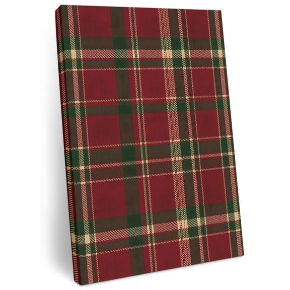 Red Green Buffalo Plaid Canvas Wall Art for Living Room, Christmas Theme Check Grid Vintage Poster Print Painting for Sofa Area Villa Lobby Decoration Wall Pictures Prepare To Hang 24"x36"