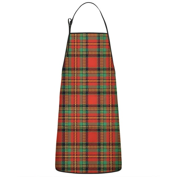 Red Green Checkerboard Checkered Pattern Apron-Garden Aprons for Women with Pockets-Cotton Linen Waterproof Kitchen Cooking Gardening Aprons Adjustable for Kitchen,Cooking,BBQ and Salon 33x27 Inch