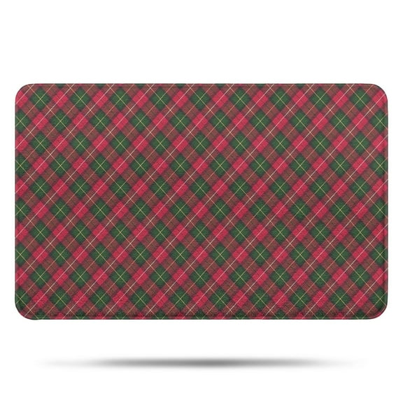 Red and Green Checkerboard Checkered Pattern Bathroom Rugs Mat,Non Slip Microfiber Bathroom Rug,Rubber Backing,Soft Bathroom Mats for Bathroom Floor,Tub and Shower,17x27in(43x68cm)