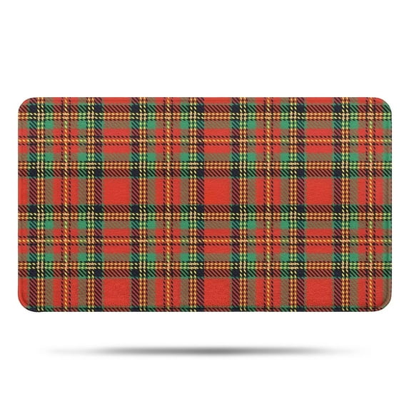 Red Green Checkerboard Checkered Pattern Bathroom Rugs Mat,Non Slip Microfiber Bathroom Rug,Rubber Backing,Soft Bathroom Mats for Bathroom Floor,Tub and Shower,17x30in(43x75cm)