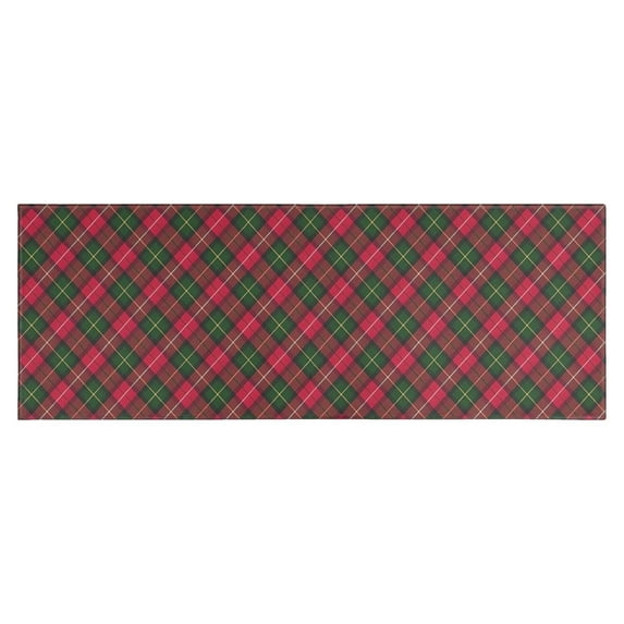Red and Green Checkerboard Checkered Pattern Kitchen Rug Mat,Kitchen Runner Rugs Non Skid Washable,Decorative Kitchen Floor Mats for Kitchen,Sink,Laundry,17"X47"