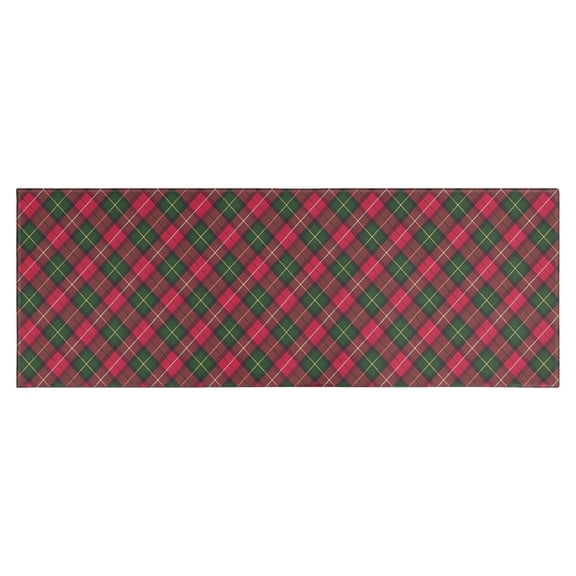 Red and Green Checkerboard Checkered Pattern Kitchen Rug Mat,Kitchen Runner Rugs Non Skid Washable,Decorative Kitchen Floor Mats for Kitchen,Sink,Laundry,17"X47"