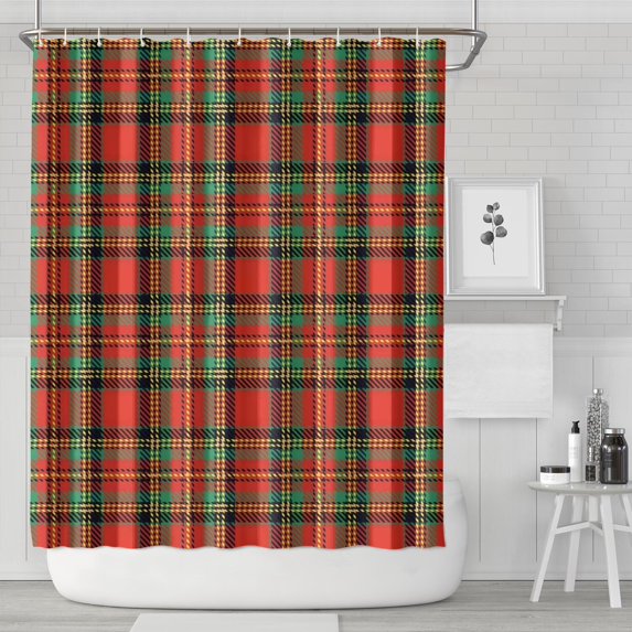 Red Green Checkerboard Checkered Pattern Shower Curtain 72"x84" ,Bathroom Decorative Shower Curtains Set with 12 Hooks,Modern Waterproof Washable Shower Curtain