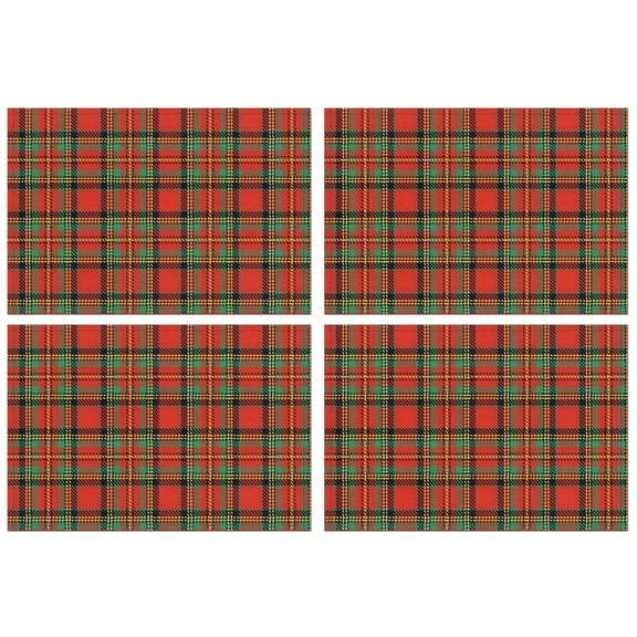 Red Green Checkerboard Checkered Pattern Summer Placemats Table Placemats Set Of 4-Linen Kitchen Washable Placemats Table Mats 11.8"x17.7" Non-Slip Heat Resistant