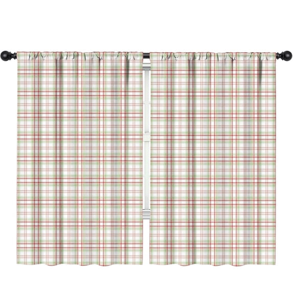 Red Green Checkerboard White Pattern Kids Curtains,Childrens Insulated Curtains Set Of 2,Bedroom Essentials,Teen Room Decor 52"X84"
