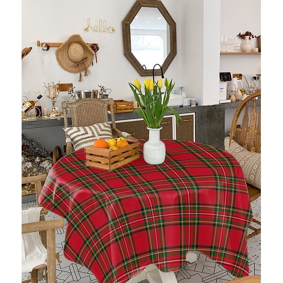 Red Green Checkered Tablecloth Square Table Cloth 60x60 , Waterproof Tablecloth Outdoor Table Cloth, Christmas Red and Green Plaid Washable Table Cover for Kitchen Dining Party