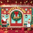 thumbnail image 1 of Red Green Christmas Banner Festive Wreath Santa Display Snowman Design Gift Boxes Toy Shop Backdrop for Christmas Party Holiday Decoration Store Front, 1 of 9