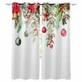 thumbnail image 1 of Red Green Christmas Blackout Curtains for Bedroom/Living Room, Thermal Insulated Kitchen Curtains, Xmas Balls Botanical Poinsettia Grommet Darkening Window Treatment Drapes 27.5"x39"x2, 1 of 8