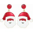 thumbnail image 1 of Red Green Christmas Drop Dangle Earrings for Women Gold-Toned Long Chain Jingle Bell Wreath Snow Santa Claus Round Ball Dangling Fish Hook Studs Earring Funny Xmas Holiday Jewelry, 1 of 11