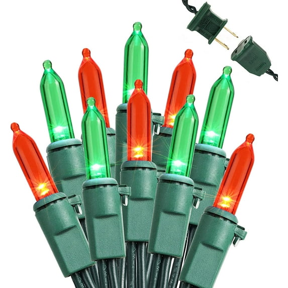 Red & Green Christmas Lights, 33ft 100 LED Christmas String Lights, 120V UL Certificated Xmas Tree Light Connectable, Mini Xmas Light Set Indoor Outdoor for Holiday Tree Party Home Decor