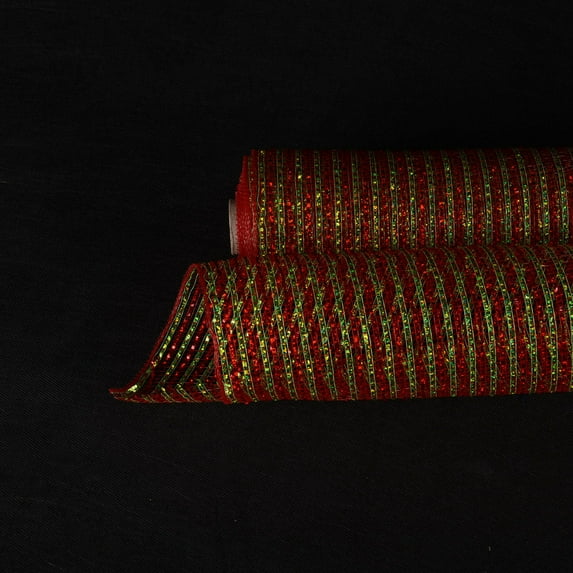 Red Green Christmas Mesh - 10 Inch x 10 Yards