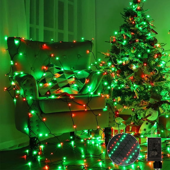 Red and Green Christmas Mini LightsOutdoor Cluster Light750 LED Firecrackers String, 10 Modes Timer Remote Waterproof Plug in Twinkle Fairy for Tree Garland Window Party