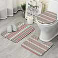 thumbnail image 1 of Red and Green Christmas Pattern Bathroom Rugs Sets 3 Piece,Toilet Cover Set,Absorbent Non Slip Bathroom Mats Sets with U-Shaped Contour Rug Toilet Rug Set, 1 of 5