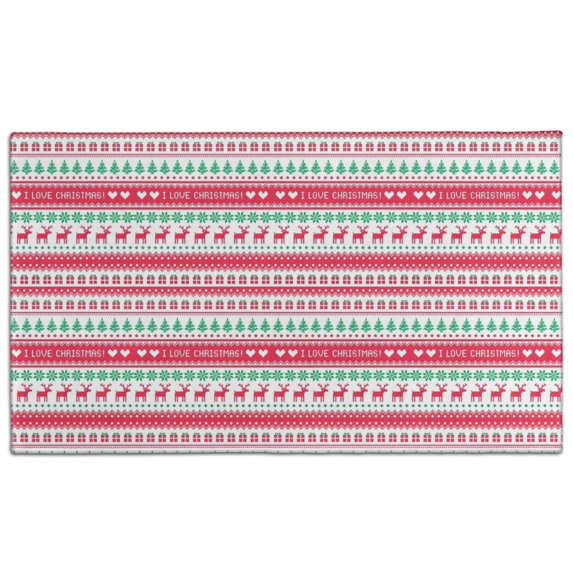 Red and Green Christmas Pattern Door Rugs,Washable Non Slip Door Mats Indoor,Decorative Door Mats,Entry Mat Indoor for Entrance,Bedroom,Kitchen,Bathroom,17"x30"